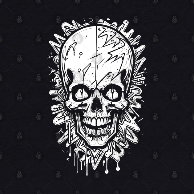 Skull Splash White Ink by DeathAnarchy